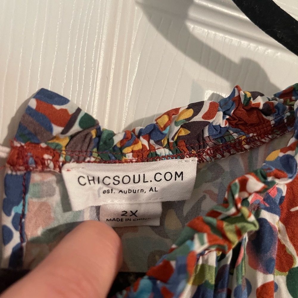 Chic Soul Multicolor Leaf Print Sleeveless Ruffled Waist Dress - Picture 2 of 4